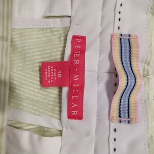 Peter Millar White Shorts with Pink Label and Multicolor Waist Loop